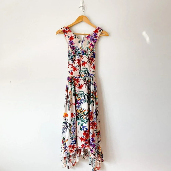 Adelyn Rae Floral Asymmetrical Criss Cross Back Vanessa Midi Dress Sz  XS - Picture 5 of 12